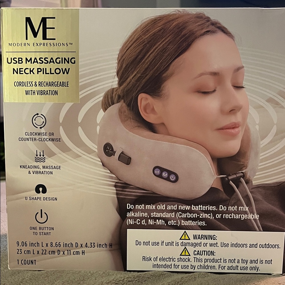 Modern Expressions USB Massaging Neck Pillow - Cream